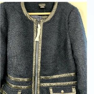 Torrid Dark navy faux leather trip coat.